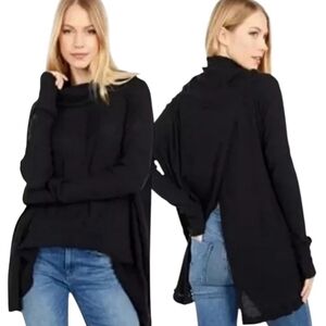 Free People Juicy Long Sleeve Top in Black Size Medium